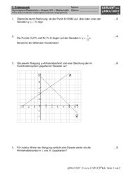 Extemporale für Mathematik Realschule 9. Klasse Zweig II/III Thema lineare Funktionen