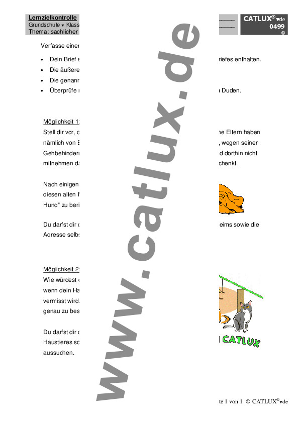 Aufsatz Deutsch Klasse 3 Grundschule Catlux