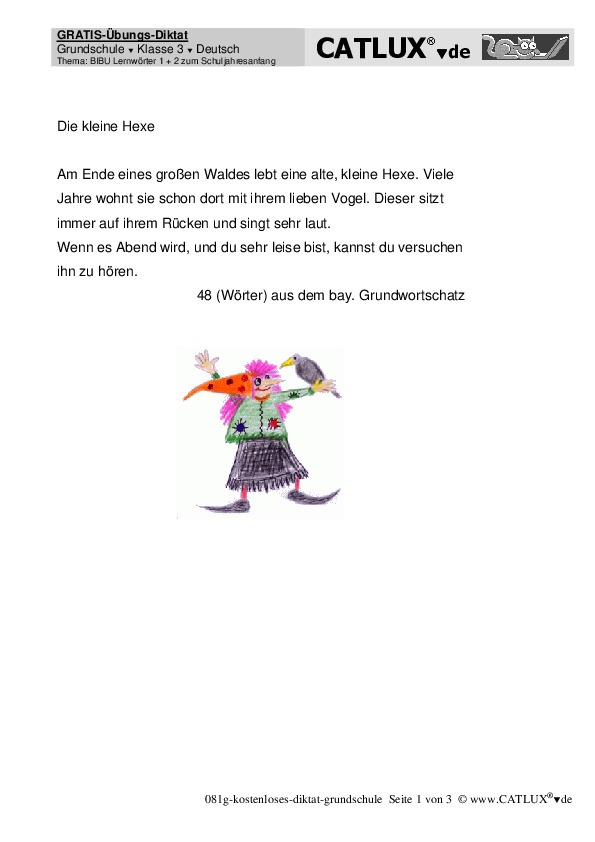 Diktate Deutsch Grundschule BIBU | Catlux
