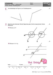 Extemporale zum Thema Winkelsummen berechnen, Parallelogramm für Mathematik Realschule Klasse 7