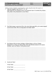 Übungsdokument Sachaufgaben etc. Zahlenraum 1000 mit Lösung für Mathematik Grundschule 4. Klasse