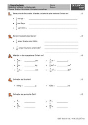 Anspruchsvolle Übungsaufgaben für Mathematik Realschule Klasse 6 zum Thema: Brüche, Bruchteile, Einheiten umrechnen