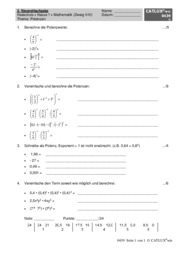 Potenzen (Zweig 1 / 2 und 3). Extemporale Übungsaufgaben für Mathematik in der Realschule der 7. Klasse