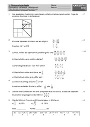 Extemporale für Mathematik am Gymnasium 6. Klasse (G 9)Thema: Brüche