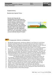 Schulaufgabe für das Fach Deutsch: Aufsatzthema Kommentar zum Thema Energiewende