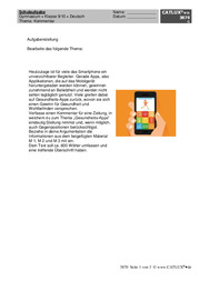 Schulaufgabe für das Fach Deutsch: Aufsatzthema Kommentar zum Thema Gesundheits-Apps