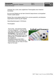 Schulaufgabe für das Fach Deutsch: Aufsatzthema Kommentar zum Thema Fußball und Kommerz