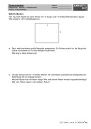 Übungsaufgaben zum Flächeninhalt von Rechteck und Quadrat für Mathematik in der 5. Klasse