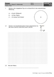 Übungsaufgaben zum Thema Kreis für Mathematik in der Realschule der 5. Klasse