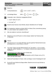 Nachprüfung für Mathematik am Gymnasium der 6. Klasse passend zum G9 mit Musterlösung
