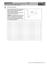 Übungsaufgaben zum Thema Winkel an parallelen Geraden, Winkelsumme im Dreieck und Viereck