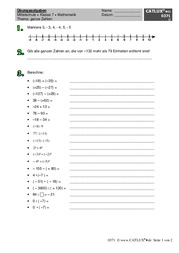 Übungsblatt für Mathematik Mittelschule 7. Klasse zum Thema ganze Zahlen (negative Zahlen)