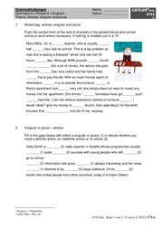 Grammatikübungen Englisch On Track 4 (2. Fremdsprache) Workshop 3: Articles singular and plural