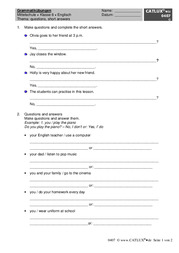 Grammatikübungen Englisch Blue Line 2 Unit 5 mit Musterlösung: questions + short answers