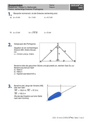 Übungsaufgaben Mathematik Realschule Klasse 9: Pythagoras und rechtwinklige Dreiecke