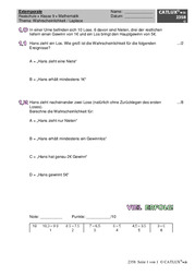 Extemporale für Mathematik Realschule 9. Klasse Thema Laplace Wahrscheinlichkeit