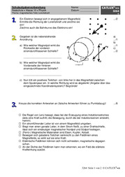 Schulaufgabenvorbereitung Elektromagnetismus / Induktion für Physik mit Musterlösung