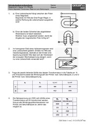 Schulaufgabenvorbereitung mit Musterlösung Physik: Magnetfeld, Transformator, Regel von Lenz, Elektromagnet