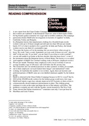 Übungsschulaufgabe Red Line 6 Neuausgabe Unit 3 Thema Clean Clothes Campaign